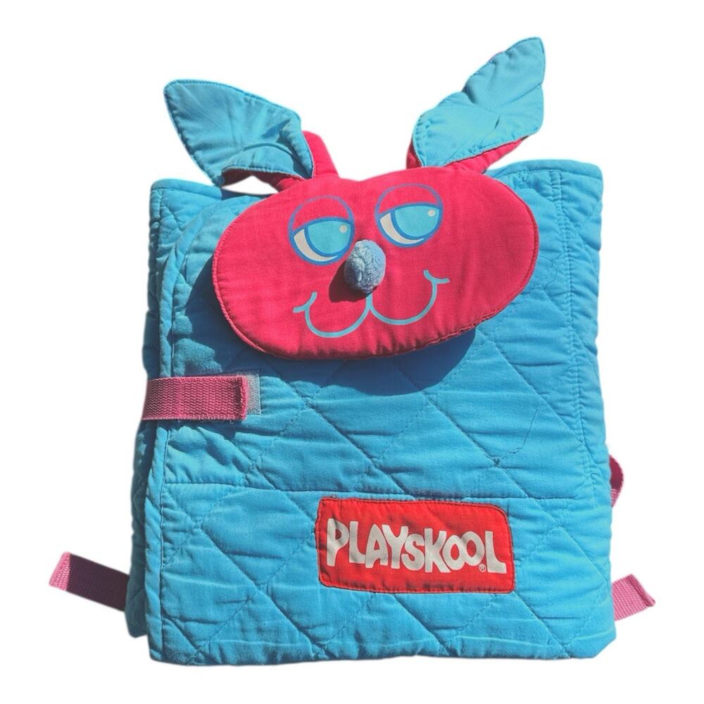 VINTAGE PLAYSKOOL Nap Pal PINK BLUE BUNNY RABBIT KIDS BLANKET SLEEPING BAG MAT